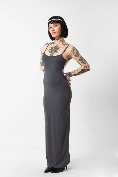 Bak Moda Smoked Sandy Long Dress - Λεπτές τιράντες και χαμηλή πλάτη