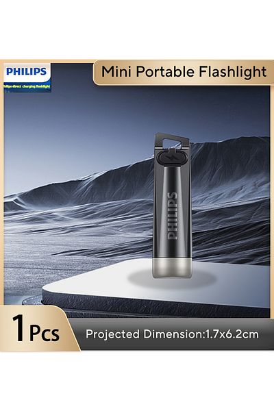 Philips Button Electronics black MINI EDC PHILIPS NEW EDC Flashlight LED Rechargeable Mini EDC Keychain Flas