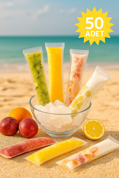 Dekals 50 Adet Buzella Poşeti Sızdırmaz Kilitli Dondurma Poşeti Ev Yapım Gıdaya Uygun Poşet