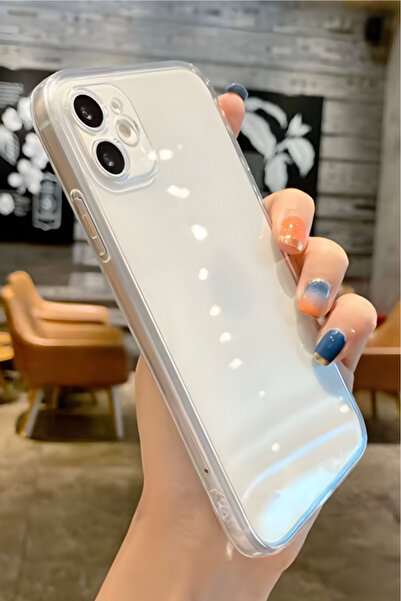 Fibaks Iphone 12 Uyumlu Kılıf Kamera Korumalı Yumuşak Şeffaf Ince Süper Silikon