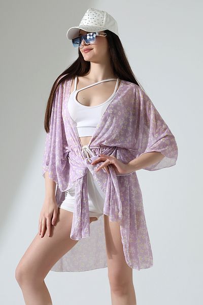 Esberin Front Lace Patterned Tulle Pareo