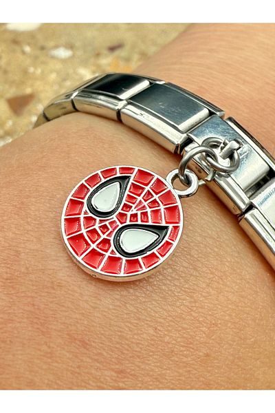 Snartun Italian Bracelet with Spiderman Figure and Steel Charm I Italian Bracelet Steel Charm I Special Boxed