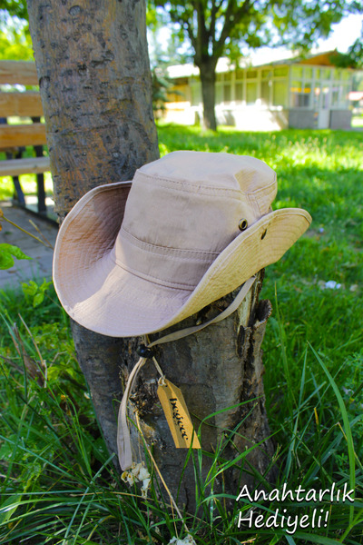 Begece Bej Safari Şapka Erkek Unisex Kamp Gezi Outdoor Yürüyüş Şapkası