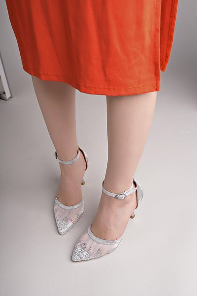 Nesil Shoes Özma 361 Silver Side Toc Deschis Stiletto pentru femei