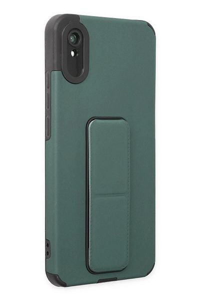 CepteToptan حافظة هاتف Xiaomi Redmi 9A مصنوعة من السيليكون مع حامل كبير - أخضر - MKİ3187-7034