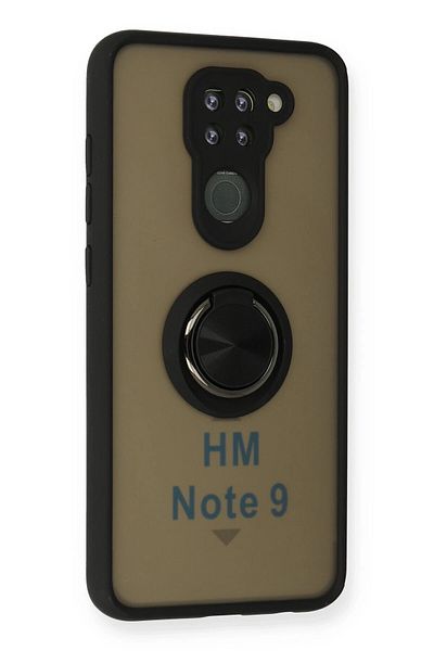 CepteToptan حافظة هاتف Xiaomi Redmi Note 9 من السيليكون مع حلقة مونتريال - أسود - MKİ6730-9568