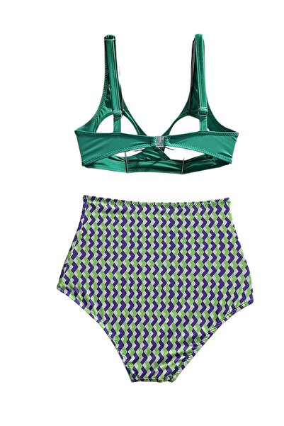 TooHot Γυναικείο Σετ μπικίνι με ψηλόμεσο πράσινο λουράκι