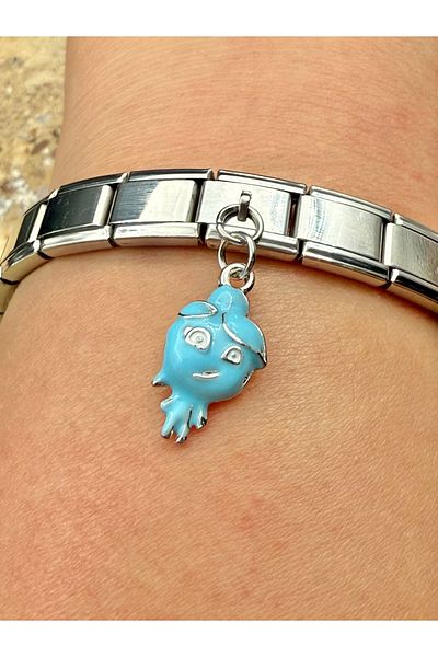 Snartun Steel Charm with Fire and Water Figures and Italian Steel Bracelet I Special Boxed