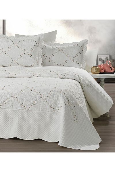 Bikaya Home Double Jacquard Embroidered Bedspread, Color Embroidered, Dowry Quilted Embroidered Bedspread