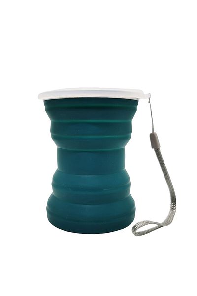 tzachebot Foldable mug, Tzachebot, for travel, office, camping, made of silicone, 320 ml, green