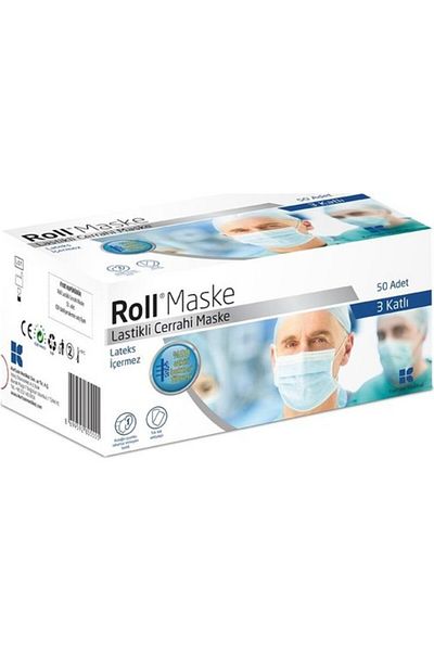Roll Mask 3 Ply Sterile Elastic 50 Pieces