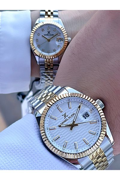 Daniel Klein 5 Atm Waterproof Couple Watch - with Mr & Steel Band, Custom Cf.Dk.10010.6