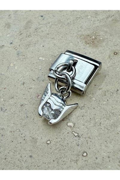 Snartun Zircon Stone Batman Steel Charm Italian Bracelet Steel Charm (Only Charm)