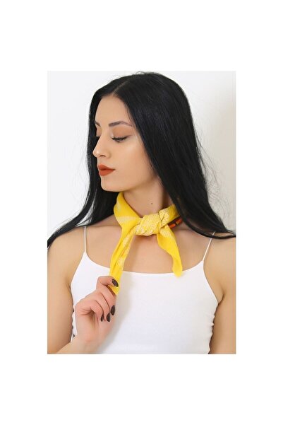 Goldmine Unisex Etnik Desenli %100 Pamuk Bandana Sarı
