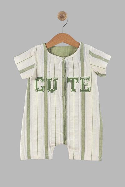 dinamik çocuk Embroidered Self-patterned Fabric Baby Boy Jumpsuit with Snap Front 0-3/3-6/6-9/9-12 months