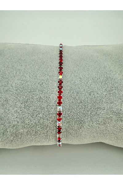 Snartun Red - Claret Red Zircon Stone Sparkling Elastic Bracelet