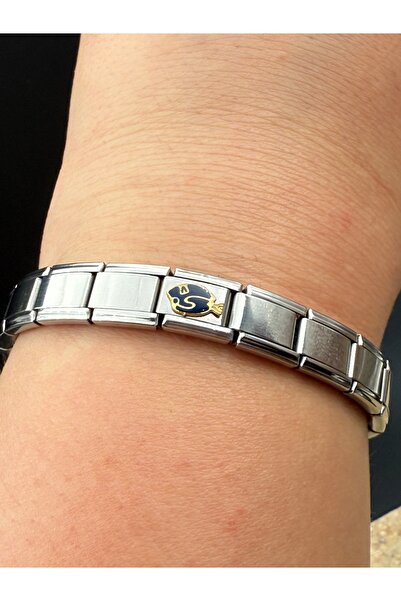 Snartun Fish Figured Steel Charm and Italian Steel Bracelet I Italian Bracele...