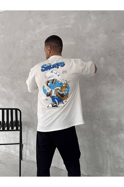İLKCET MODA Μπλουζάκι Smurf με στάμπα Unisex Oversize
