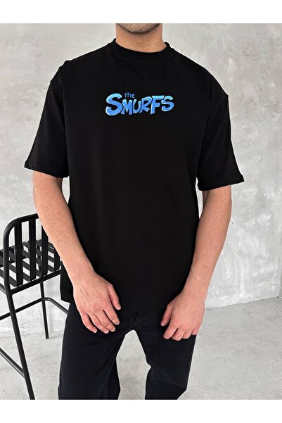 İLKCET MODA Μπλουζάκι Smurf με στάμπα Unisex Oversize