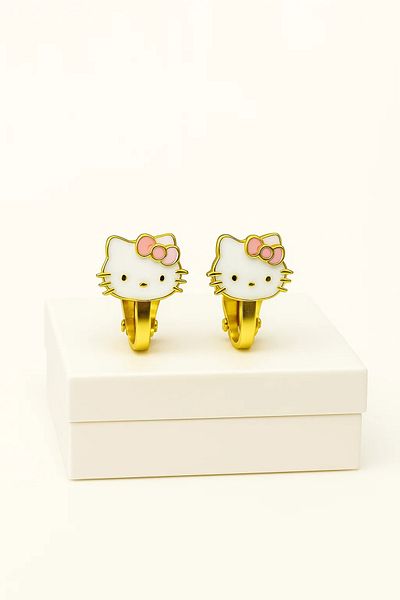 MakeWell Non-Hole Earrings for Children Without Ear Holes Hello Kity Designed Clip-On Children's Earrings