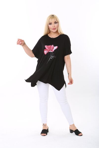 tıgersıze Μπλουζάκι με λουλουδάτο εμπριμέ μεγάλου μεγέθους από μαλακό ύφασμα παχύρρευστο