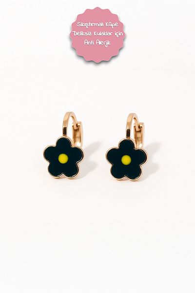 MakeWell Non-Perforated Earrings Ear for Children Without Holes Flower Design Clip-On Children's Earrings