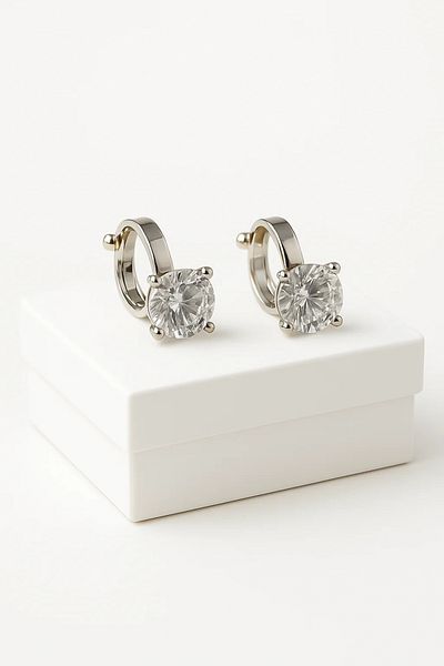 MakeWell Non-Pierced Earrings Compression Children's Earrings Single Stone Zircon Stone Compression Children's Teen Earrings