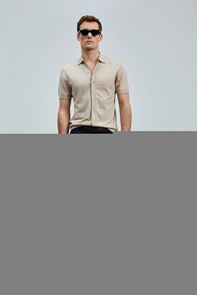 Lufian 111090132 Hector Erkek Modal Karışımlı Kazak Gömlek Erkek Gömlek BEJ