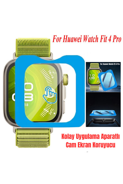 İncisoft Huawei Watch Fit 4 Pro Uyumlu Kolay Uygulama Aparatlı Tam Kaplayan C...