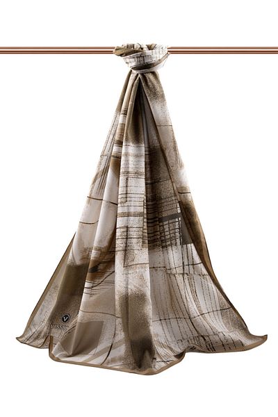 Vissona Γυναικείο πολυτελές μεταξωτό σάλι Medina Beige-4