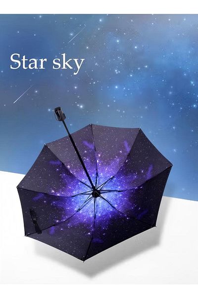 Generic Fully Automatic Parasol, Windproof And Waterproof Straight Handle Umbrella, Uv Protection