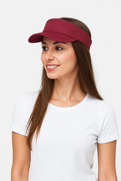 ZERAMİNE Burgundy Visor Hat Uv Protective Visor Tennis Hat Adjustable Back