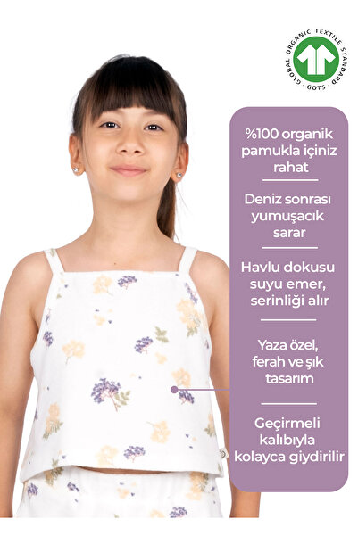 Ozmoz Strappy Crop Girl's Blouse - Organic Patterned and Towel Fabric