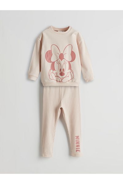 LC Waikiki Minnie Mouse Printed Baby Girl Sweatshirt and Leggings 2Pcs