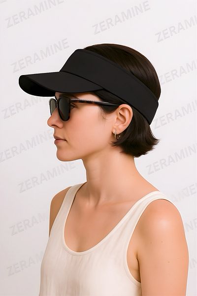 ZERAMİNE Black Visor Hat Uv Protective Visor Tennis Hat Adjustable Back