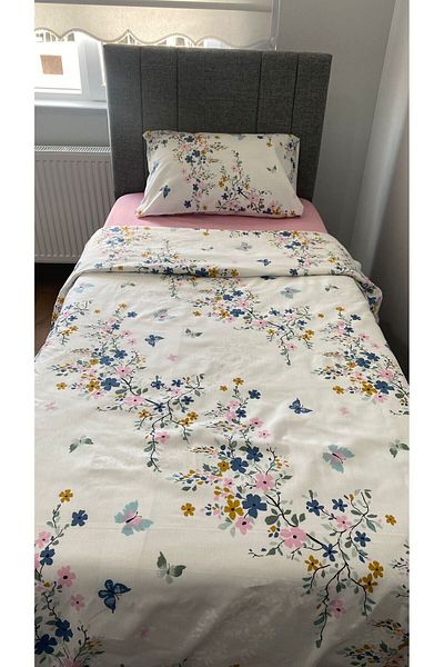 CANDAN ÇEYİZ Single 3 Piece Cotton Tuğba Duvet Cover Set Gift for Drink (Wedding)