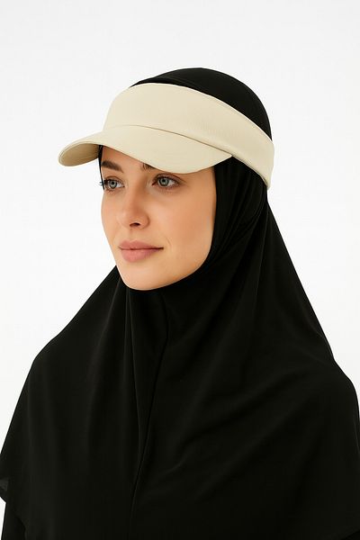 ZERAMİNE Visor Hat Uv Protective Visor Tennis Hat Adjustable Back Beige