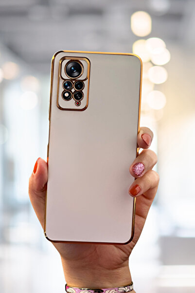 Fibaks Redmi Note 11 Pro & 12 Pro 4g Kılıf Parlak Kenarlı Altın Işlemeli Kame...