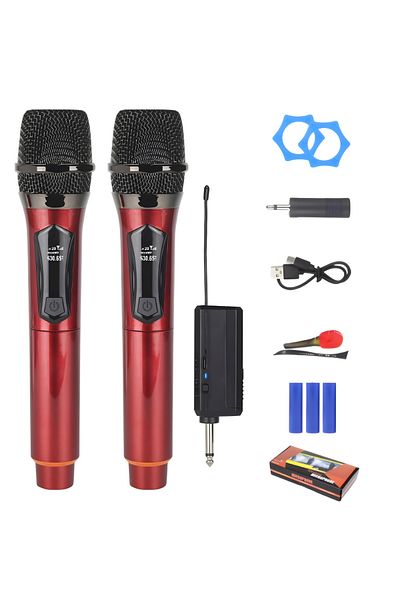 OEM Wireless microphones set, LED display , noise cancellation function, metal grille