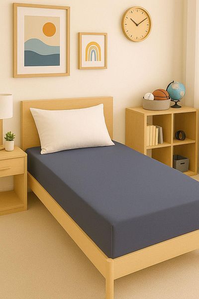 COTENCONCEPT 2 Pieces Plain Cotton Single 80 X 200 X 30 cm Elastic Combed Bed Sheet