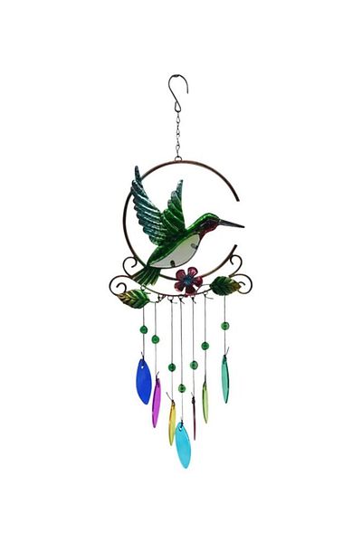 Generic Garden Wind Chime Glass Metal Hummingbird Wind Chime Solar Wind Chime Ornament