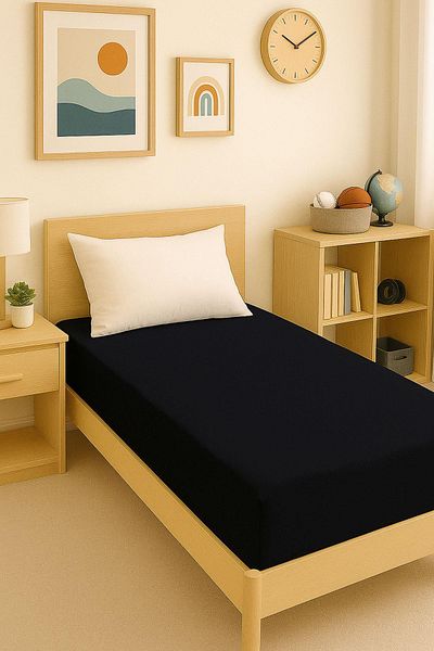 COTENCONCEPT 80 X 200 + 30 cm Plain Cotton Single Elastic Fitted Combed Cotton Bed Sheet
