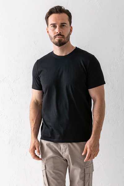 JB John Borners Мъжка тениска с кръгло деколте, стандартна кройка, черна - 25...