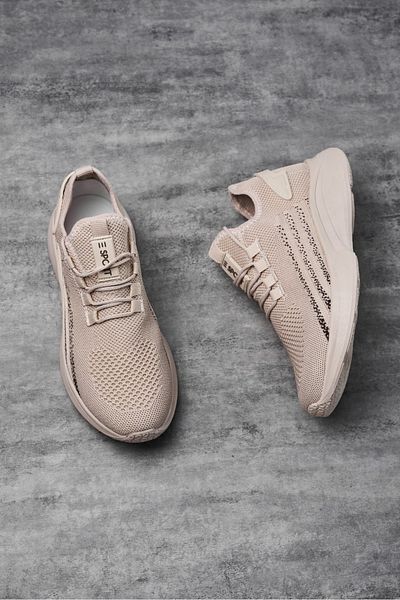 E SPORT Bej Unisex Walking Lightweight Knitwear Shoes