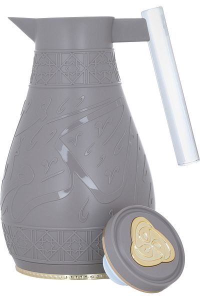 Alsaif Gallery Karam Cappuccino Thermos Set, Islamic Engraving, Acrylic Handle, Two Pieces