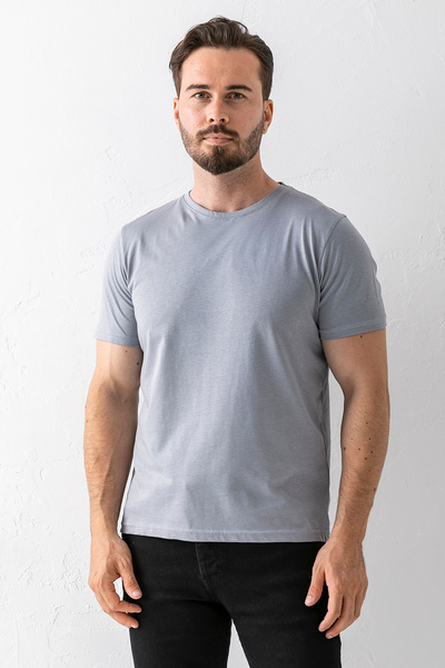 JB John Borners Мъжка тениска с кръгло деколте, стандартна кройка, сива - 25 ...