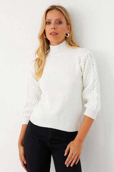 Cool & Sexy Women's Ecru Sweater - Window, Se4 Model
