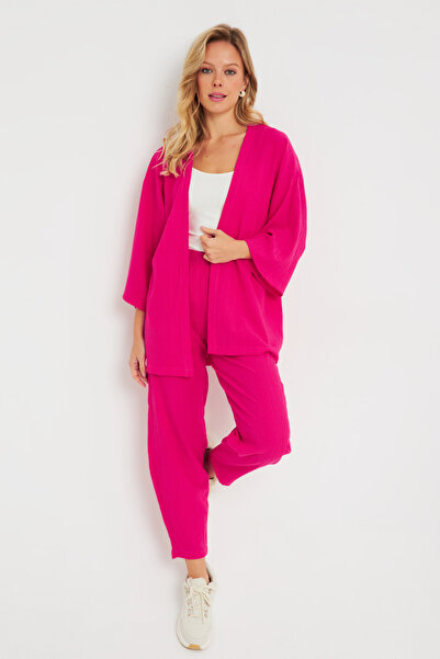 Cool & Sexy Women's Wrapped Kimono Set Fuchsia Q983