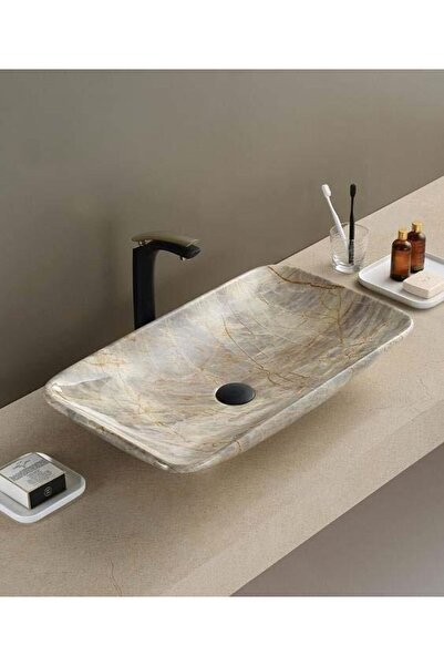 PUROSER Marbel Beige Tezgah Üstü Çanak Lavabo