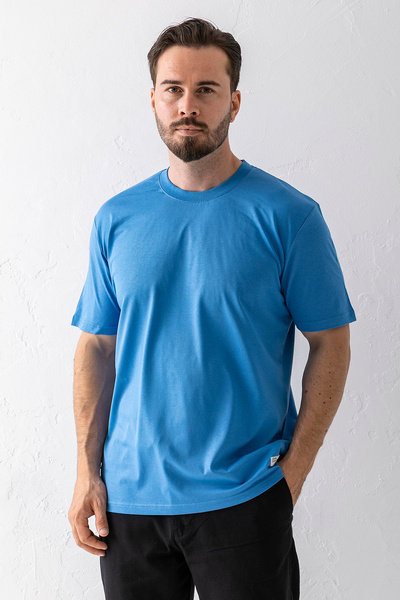 JB John Borners Мъжка тениска с кръгло деколте, синя, памучна - 2271